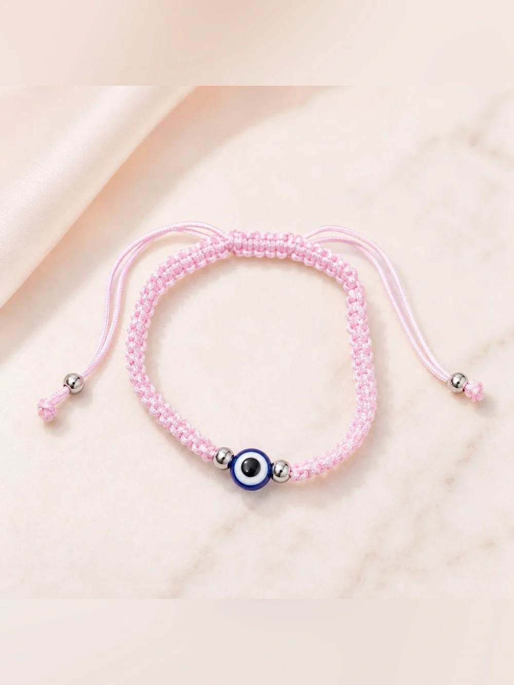 Pink Evil Eye Adjustable Bracelet